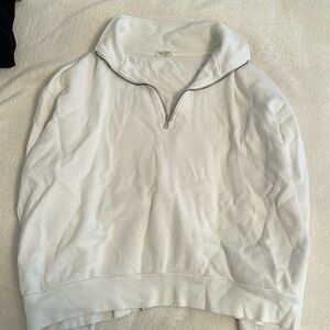 John Galt White Waffle Knit quarter zip